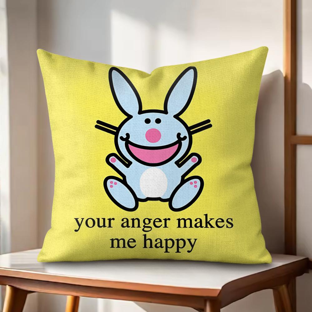 Cute rabbit Cushion Cover Natural Linen Organic Fabric DoubleSided Printing Couch Pillow Covers Home Decor