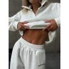 Autumn Women's Tracksuit with Zipper Oversize White Casual Two Piece Set Women  Classic Sports Trouser Suits for Women