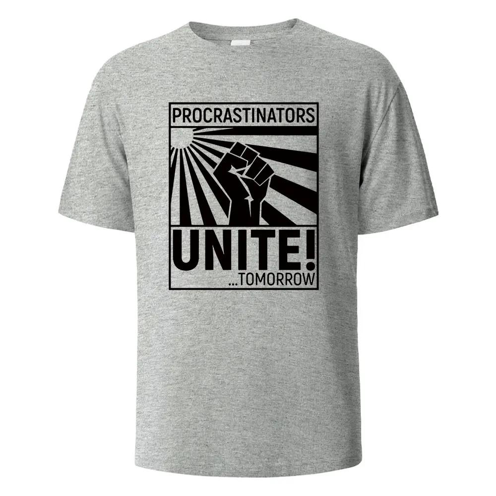 Новая мужская футболка с принтом Procrastinator Streetwear 100% хлопок мужской топ женская летняя дышащая футболка с коротким рукавом и круглым вырезом