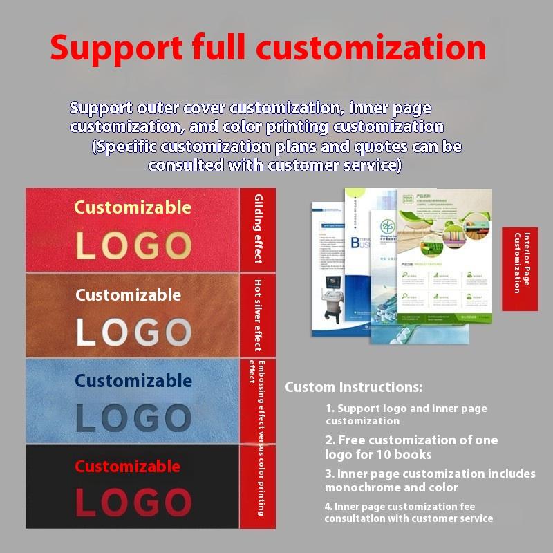 Customized A3 Hardcover Leather Bound Notebook with Logo Buckle 100 Sheets Thermal Binding for Office Business Meetings Record