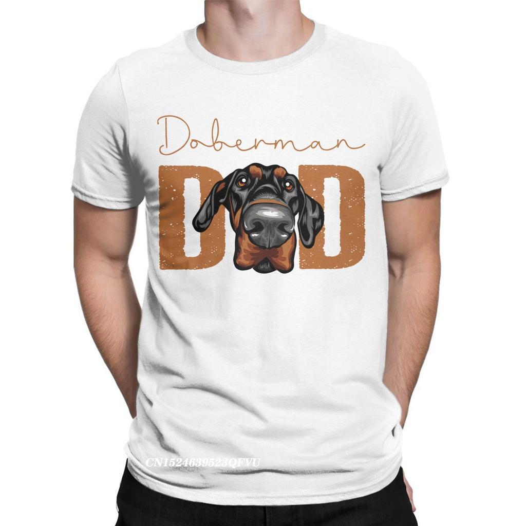 Men Doberman Dad Dog Tops T Shirts Animal Pet Oversized Pure Cotton Novelty Harajuku Crewneck Tees Aesthetic Camisas T-Shirt