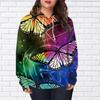 Womens Fashion Purple Sparkling Butterfly Print Loose Hoodie Tops Blouse Sweatshirt Casual Long Sleeve Pullover Tops