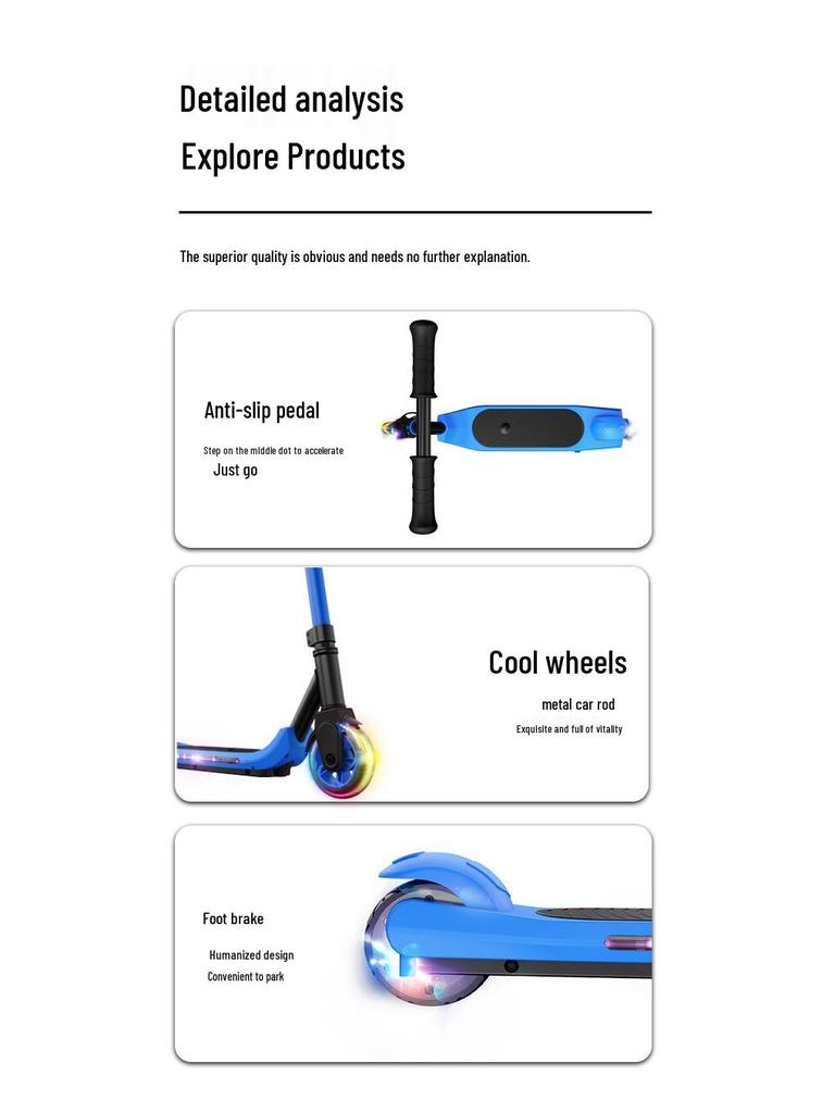 Детский двухколесный электрический самокат: Средний и Большой размеры, Перезаряжаемый Игрушечный Самокат