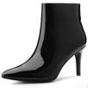 Allegra K Women's Black Pointed Toe Stiletto Heel Ankle Boots, Size 26.5cm