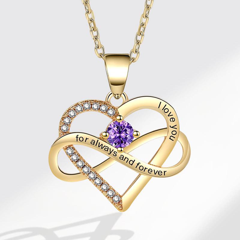 Fashionable Zircon Heart Large 8 I Love You Letter Necklace Women's Versatile Jewelry