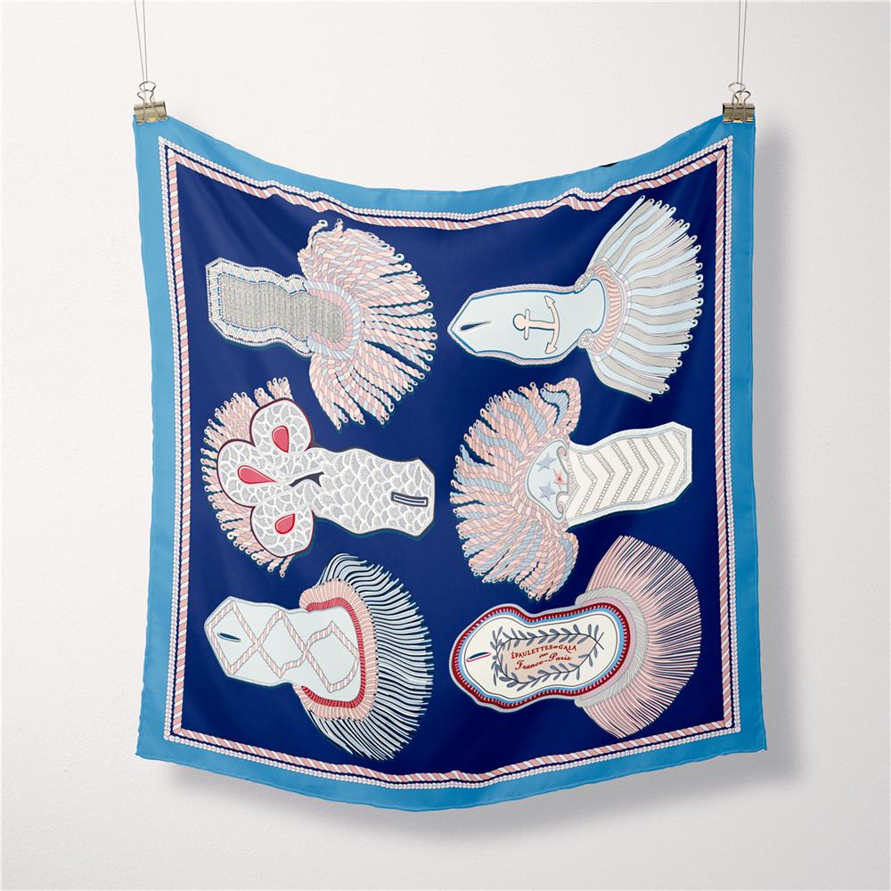 Silk Scarf Women Rope Print Square Scarves Wraps Bandana Small Hijab Foulards Lady Tie Headband Neckerchief 53CM