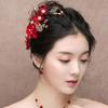 Red Flower Pearl Bride Duckbill Clips Festival Hairpins Chinese Hanfu Hair Clips Women Barrettes