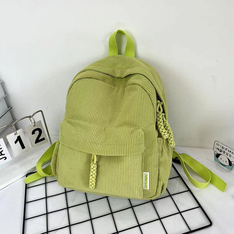 Женский вельветовый рюкзак Зима 2024 - Японский повседневный, Универсальный, Стиль мягкой девушки для путешествий и шопинга