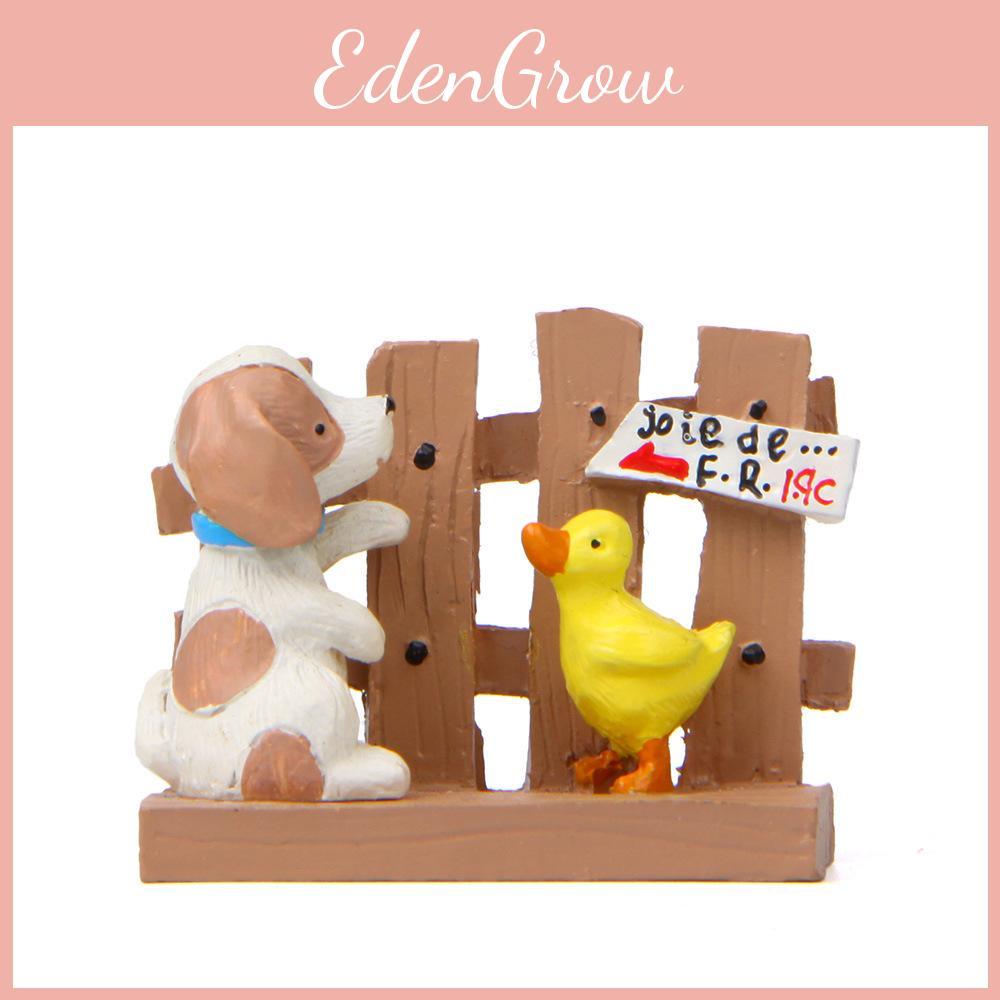Cute Cartoon Fence Duck Dog Mini Model Ornament For Succulents And Small Garden Scenes