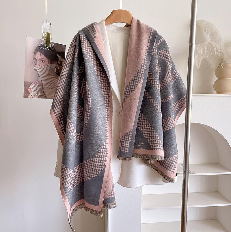 Imitation Cashmere Scarf Versatile Love Pattern Printing Warm Air Conditioner Shawl With Fashion Scarf