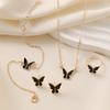 1Set Fashion Exquisite Simple Versatile Butterfly Necklace Bracelet Earrings Ring For Women Girls Wedding Party Jewelry Set Gift
