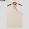 INCERUN Men Halter Neck Sexy Cross Vest Slim Fit Stretch Camisole Tank Tops
