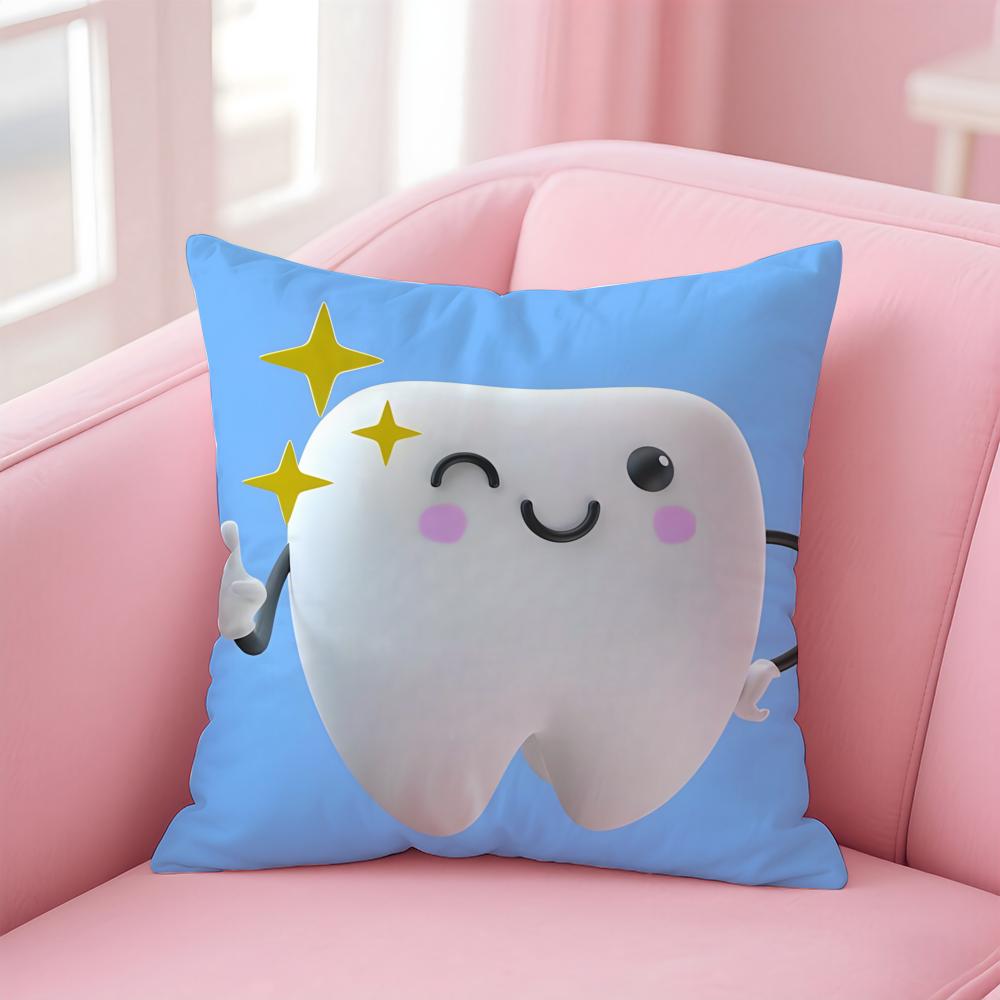 Cartoon Funny Teeth Anime Cushion Cover Pillow Case Soft Skin Friendly Fabric Concealed Zipper