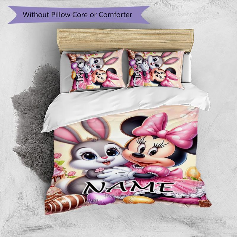 3pcs Minnie10 Cover Set - Personalized Name, HD Printed Bedding with 1 Cover and 2 Pillowcases - Perfect for Home Decor, Easy Care