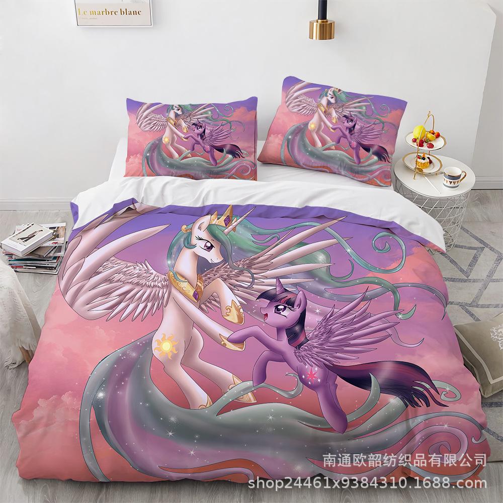 Постельные наборы My Little Pony Одеяло Стеганое покрывало Покрывало Пододеяльник Наволочка Наборы из 2-3 предметов Детский Взрослый размер Домашний декор