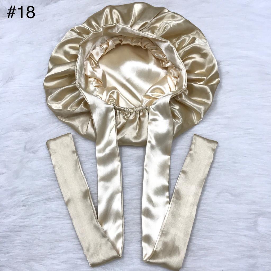 Long Tie Satin Hat Woman Fashion Sleeping Hair Bonnet Double Layer Braids Bonnets