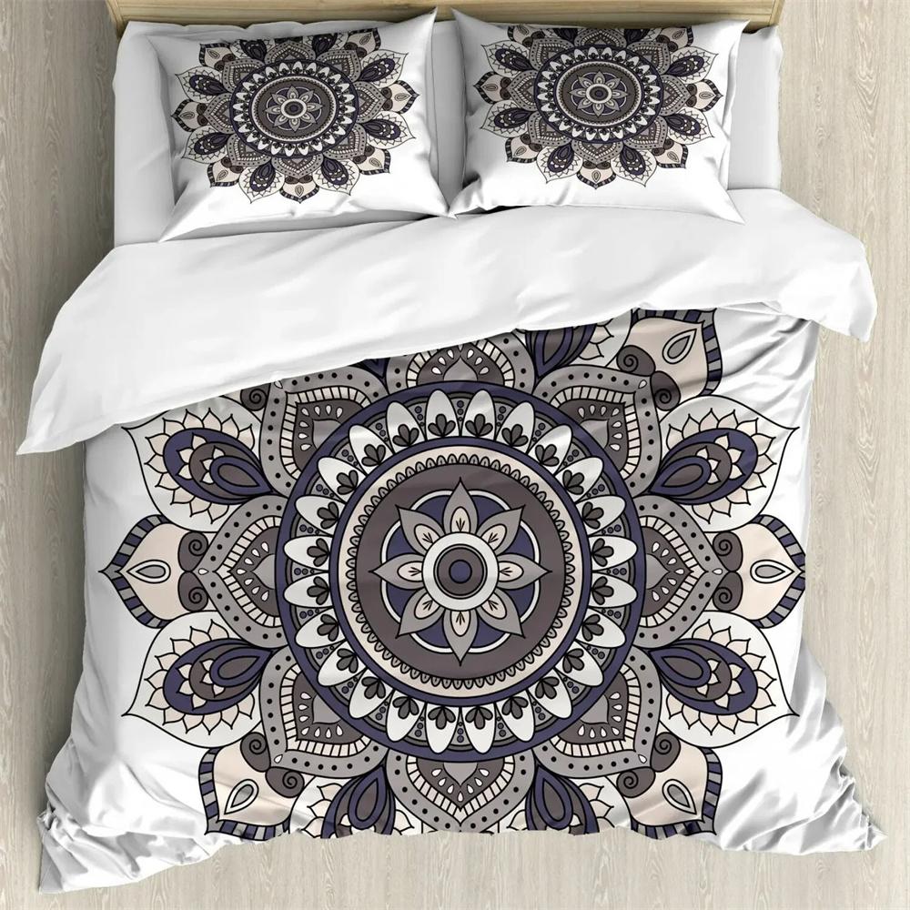 Комплект постельного белья Bohemian Mandala из 2/3 предметов, двуспальное, двуспальное, королевского размера, пододеяльник и наволочка, мягкое постельное белье