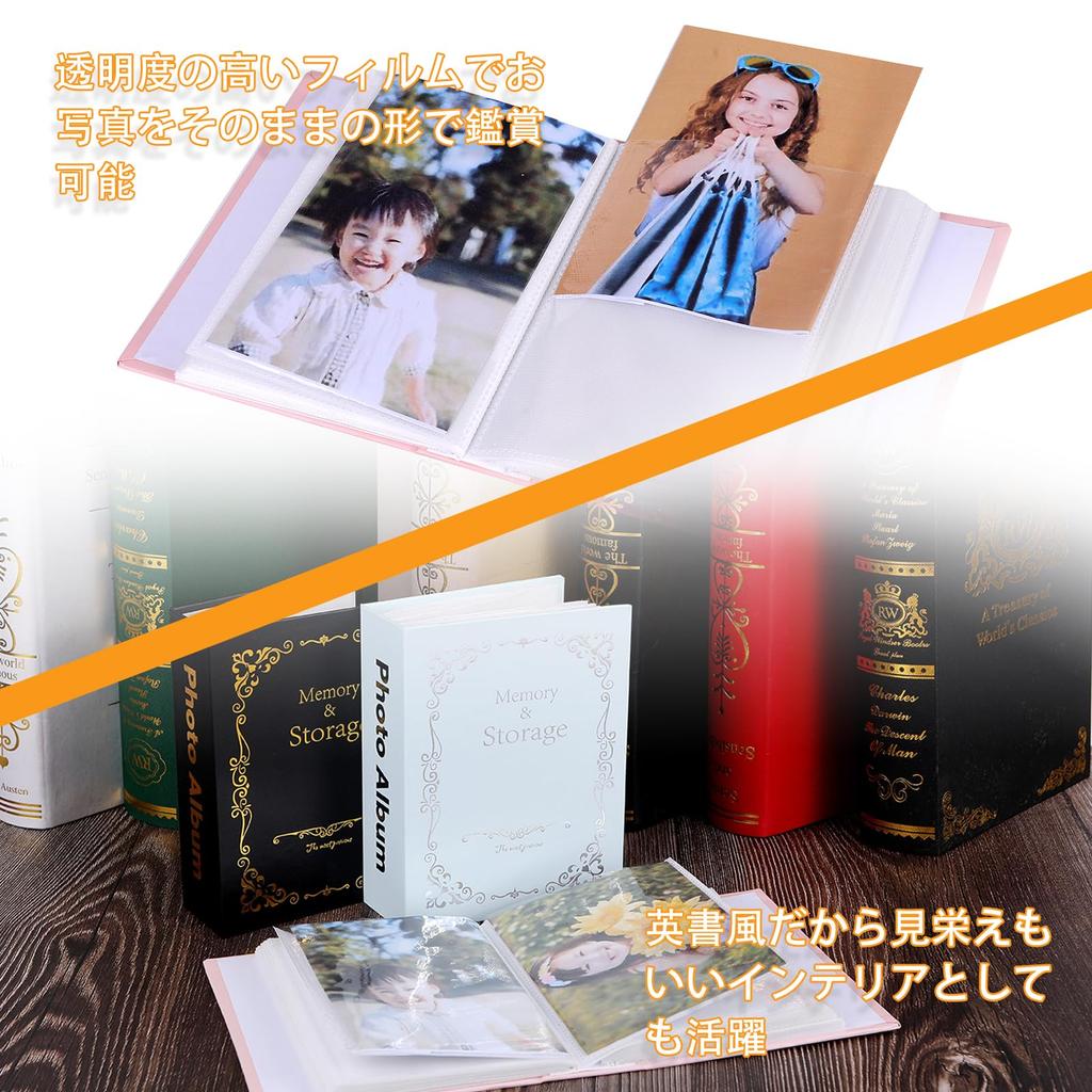 Pureseek Photo Album, 3-Color Set, Large Size, Holds 100 Photos, Large Capacity, Portable, Cute