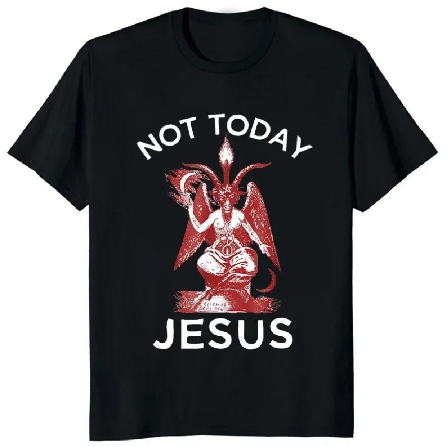 Not Today Jesus Gift for A Satanic Atheist Halloween Graphic Art Tees T Shirt Gothic Baphomet Goat Rose T Shirt graphic t shirts