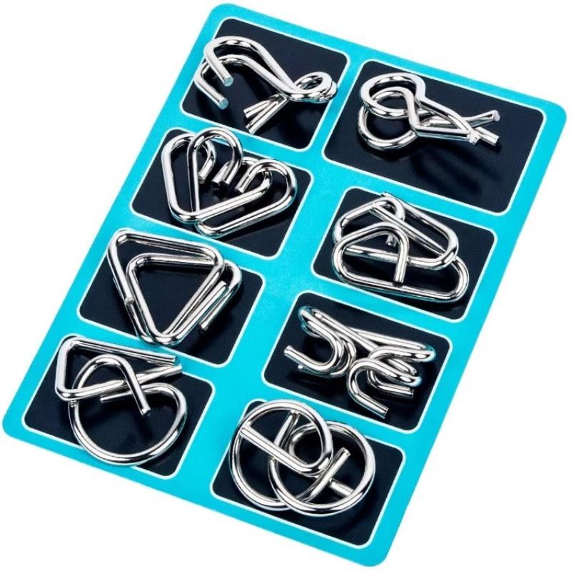 8Pcs/Set Metal Montessori Puzzle Wire IQ Mind Brain Teaser Puzzles Adults Interactive Game Reliever Educational Toys