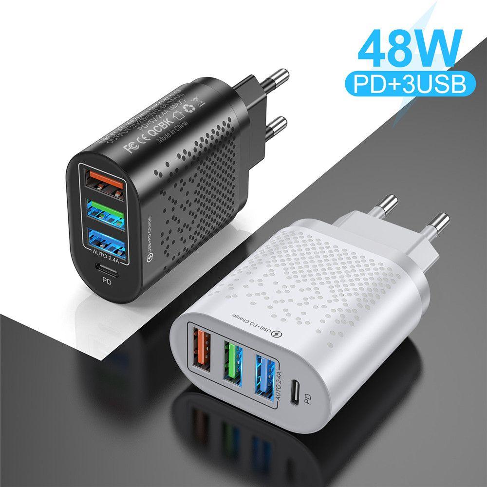 EU UK US 48W Type C 3 USB Charger Charger Adapter PD Quick Charger