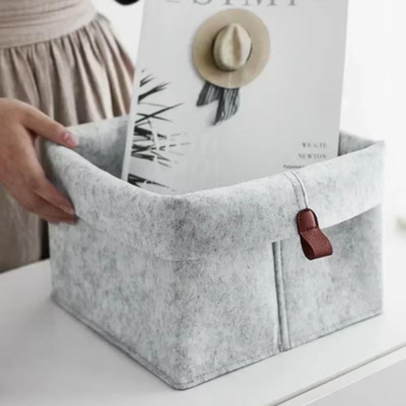 Minimalist Solid Colro Nordic Style Solid Color Felt Storage Basket Home Personalized Dormitory Bedroom Miscellaneous Boxes