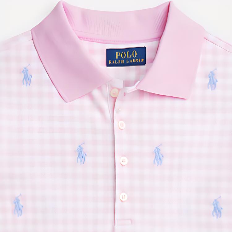 Polo Ralph Lauren SS24 Вышитый логотип в клетку Прямого покроя Разрез Короткий рукав Платье Детские платья Светло-розовый CWPODRSG3D20826-650