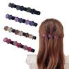 4pcs Sparkling Crystal Stone Braided Hair Clips Women Satin Fabric Hair Clips,Rsvelte Braided Hair Clip with 3 Small Clips, Multi Clip Hair Barrette