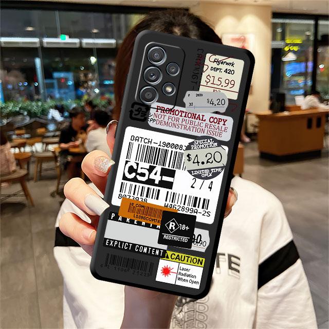 Ретро штрих-код этикетка TPU мягкий чехол Funda для Samsung Galaxy A72 A21s A22 A51 4G A71 A13 A11 A32 A52 5G A12 силиконовый роскошный