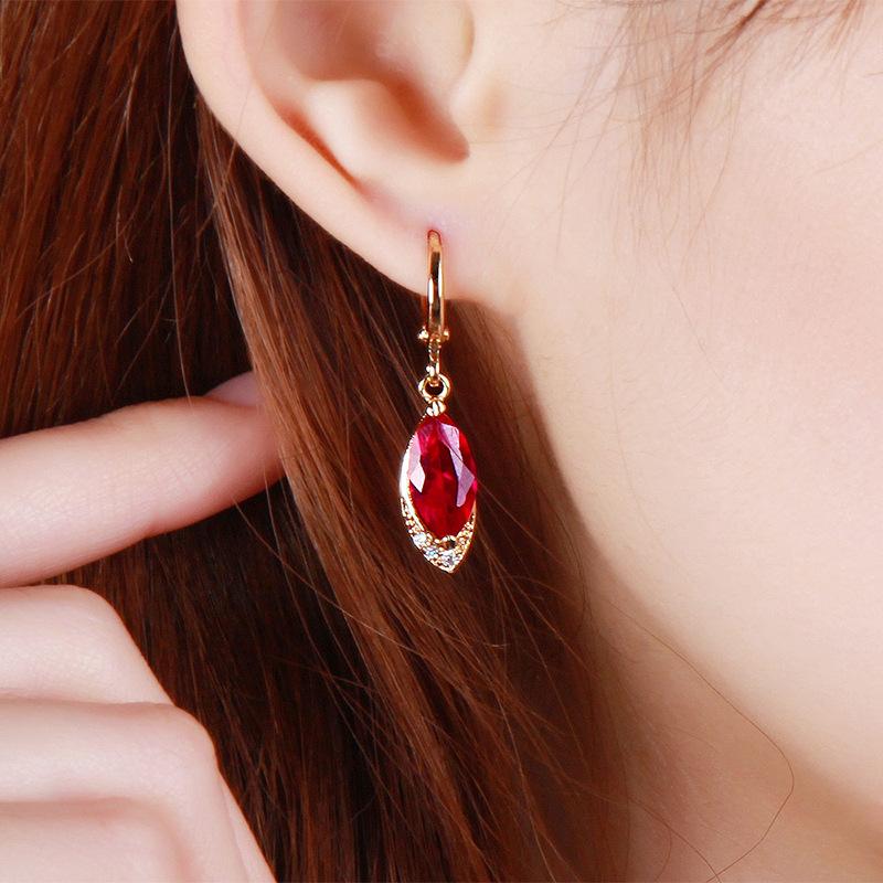 14k Rose Gold Origin Ruby Drop Earring For Women Aros Mujer Oreja Natural Ruby Gemstone Orecchini 14k Rose Gold Bizuteria