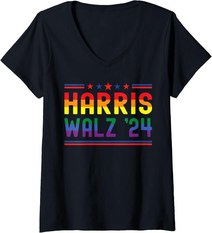Harris Walz Waltz 2024 LGBTQ Pride Ladies' V-Neck Tshirt Unisex T-Shirt