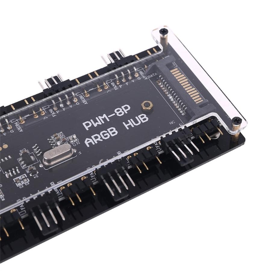 PWM-вентилятор + ARGB-светодиод 2 в 1 Контроллер синхронизации Беспроводной контроллер 1 к 8 Многоканальный разветвитель 5V 3PIN ARGB 4-контактный адаптер для вентилятора