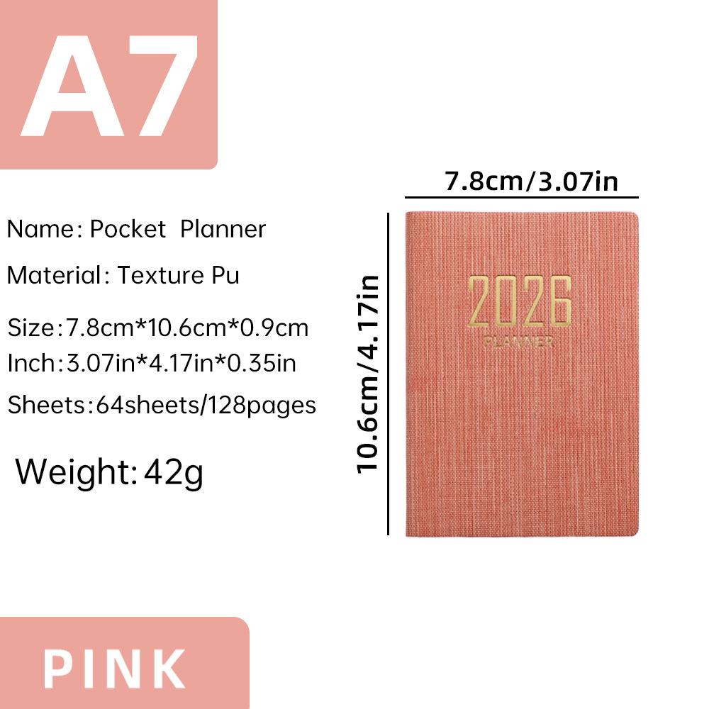 2026 English Planner Mini A7 Planner Notebook Mini Pocket Notebook English Portable Weekly Calendar For School Pocket Use Travel