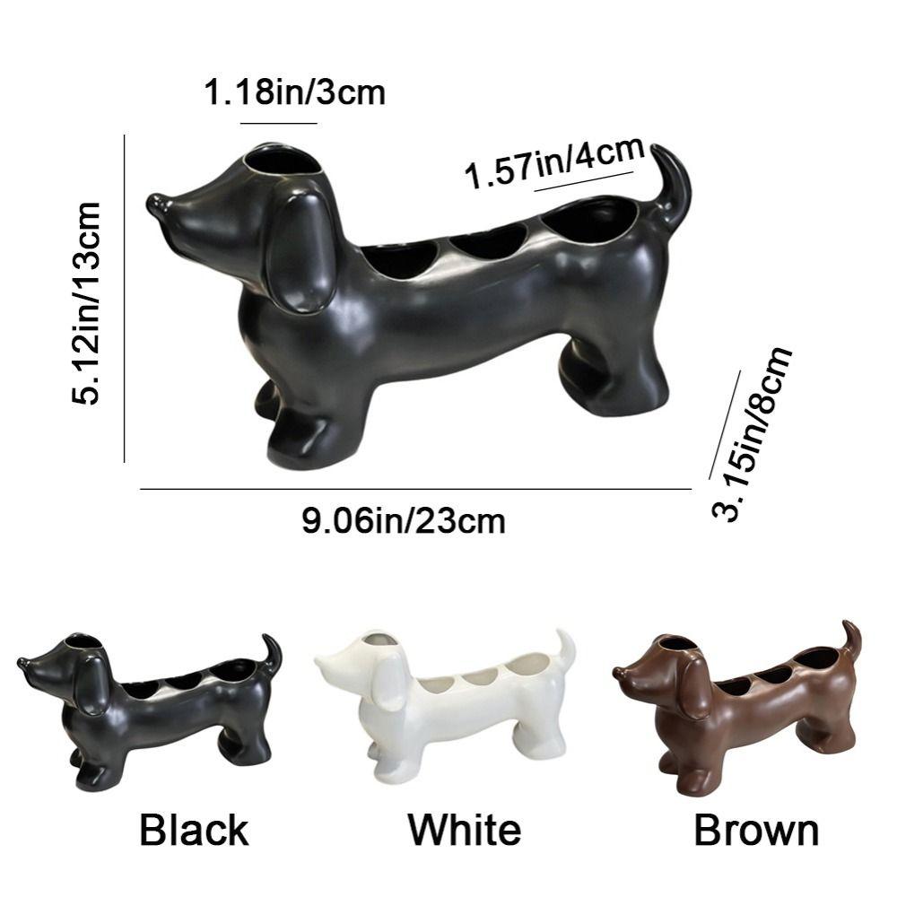 Space Saving Dachshund Toothbrush Holder Ceramic Toothbrush Storage Rack  for Bathroom