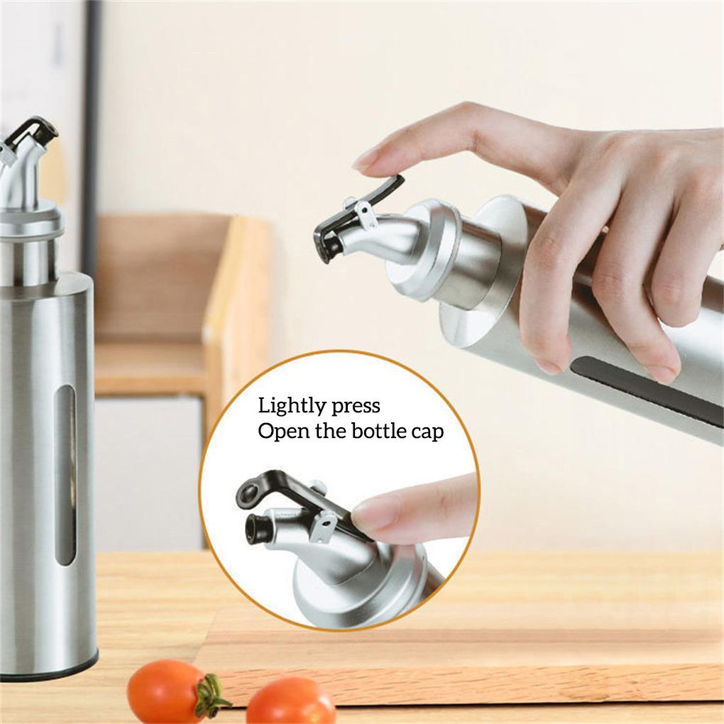 Portable Kitchen Stainless Oil Bottle Leak-proof Vinegar Sauce Holder Dispenser Visual Empty Can Gift Seasoning Baking