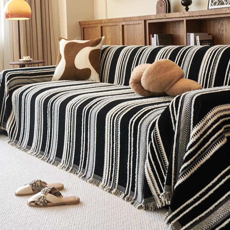 EIFLOY-Vintage Stripe Sofa Towel, Синель, Чехол для дивана, Кресло-реклайнер, Защитное покрытие для мебели, Защита от царапин, 3 места