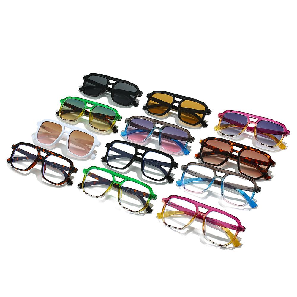 New double bridge fashion sunglasses, European and American simple and versatile pilot sunglasses for men and women