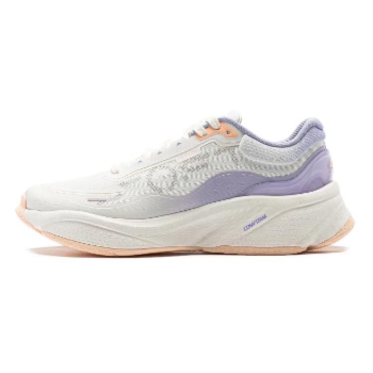 Li Ning Мягкая амортизация Устойчивые к истиранию Дышащие Легкие Низкие Повседневная обувь Женская Бело-фиолетовые AGLU010-3