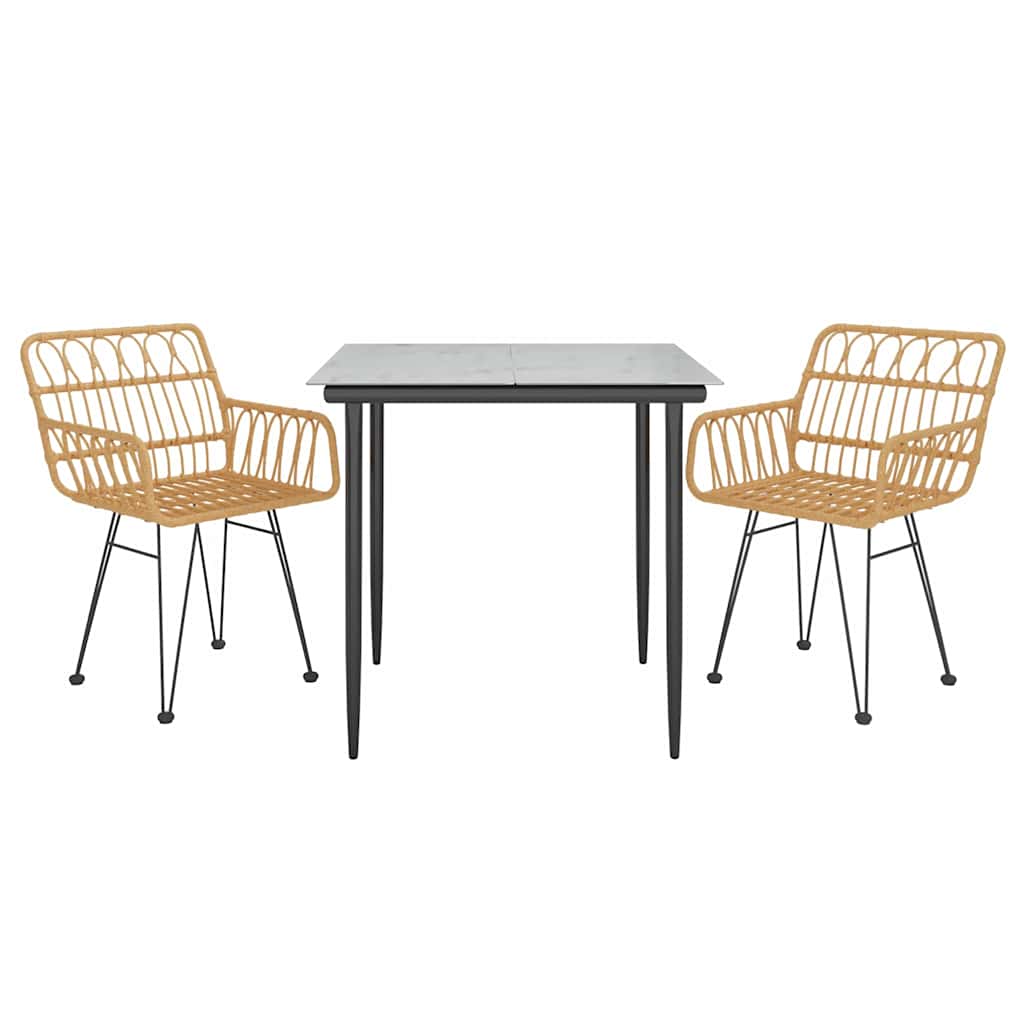 vidaXL 3-tlg. Garten-Essgruppe Poly Rattan