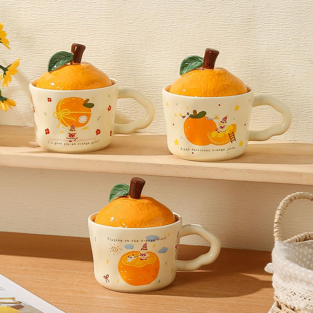 Милая девочка, маленький апельсин с крышкой, керамическая кружка, маленький подарочный набор, термостойкая офисная кружка для девочек, подарочный набор в коробке