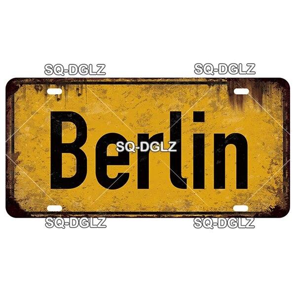 SQ-DGLZ Paris Bangde Road License Plate Warning Tin Sign State Wall Decoration Metal Sign Home Decor Painting Plaques Art Poster