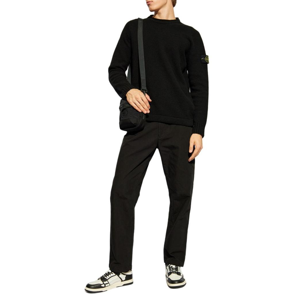 STONE ISLAND Мужской джемпер из овечьей шерсти, черный, 8115568A3-V0029