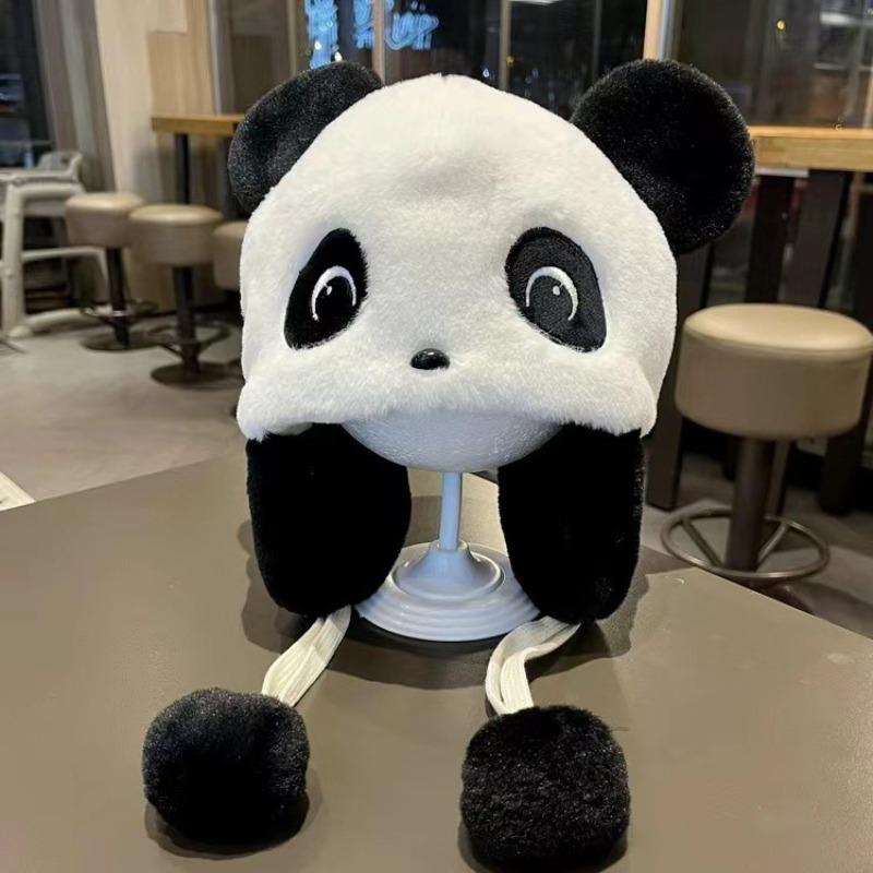Children's Hats Winter Cute Cartoon Panda Plush Hats Baby Bag Head Hats Boys and Girls Thickened Thermal Ear Hats
