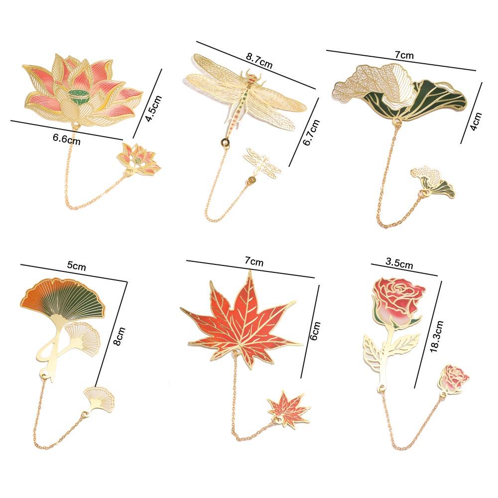 Roses Metal Bookmark Pendant Rose Bookmark Valentine's Day Gift Lotus Leaf Book Mark  Reading