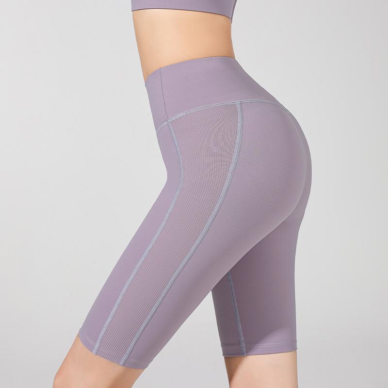 Женские спортивные брюки с пятью точками, с высокой талией, облегающие бедра, живот, фитнес-брюки для велоспорта, эластичные брюки и шорты для йоги на лето