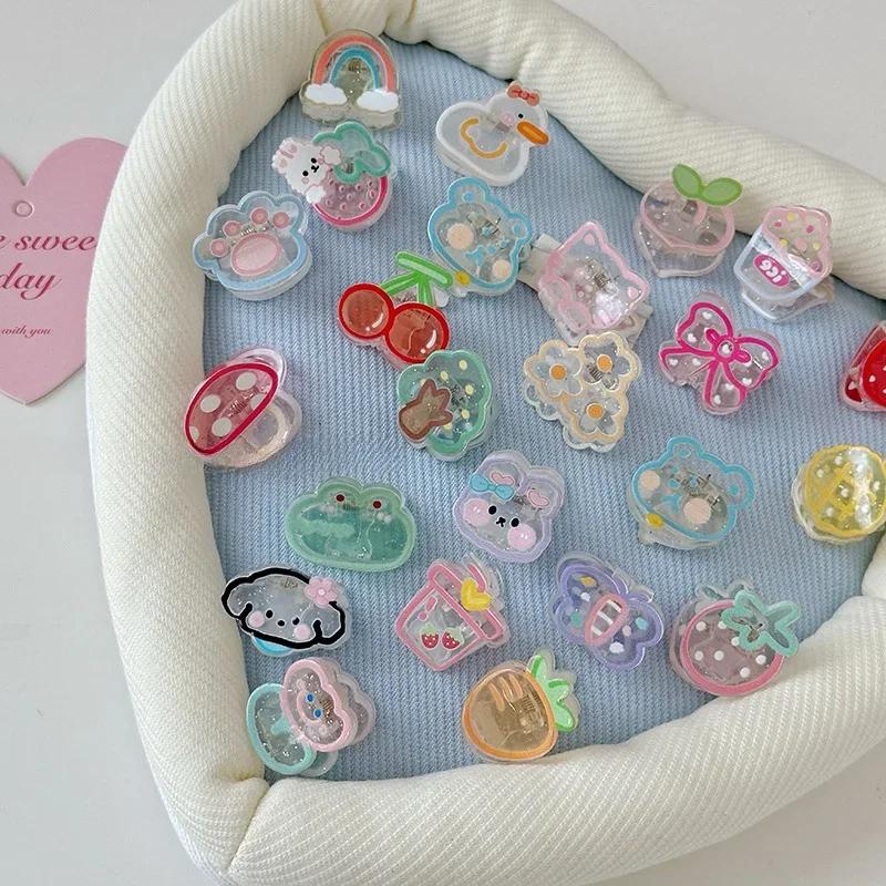 Супер милые маленькие заколки для волос для детей прозрачные акриловые заколки с мультяшными животными аксессуары для волос для девочек