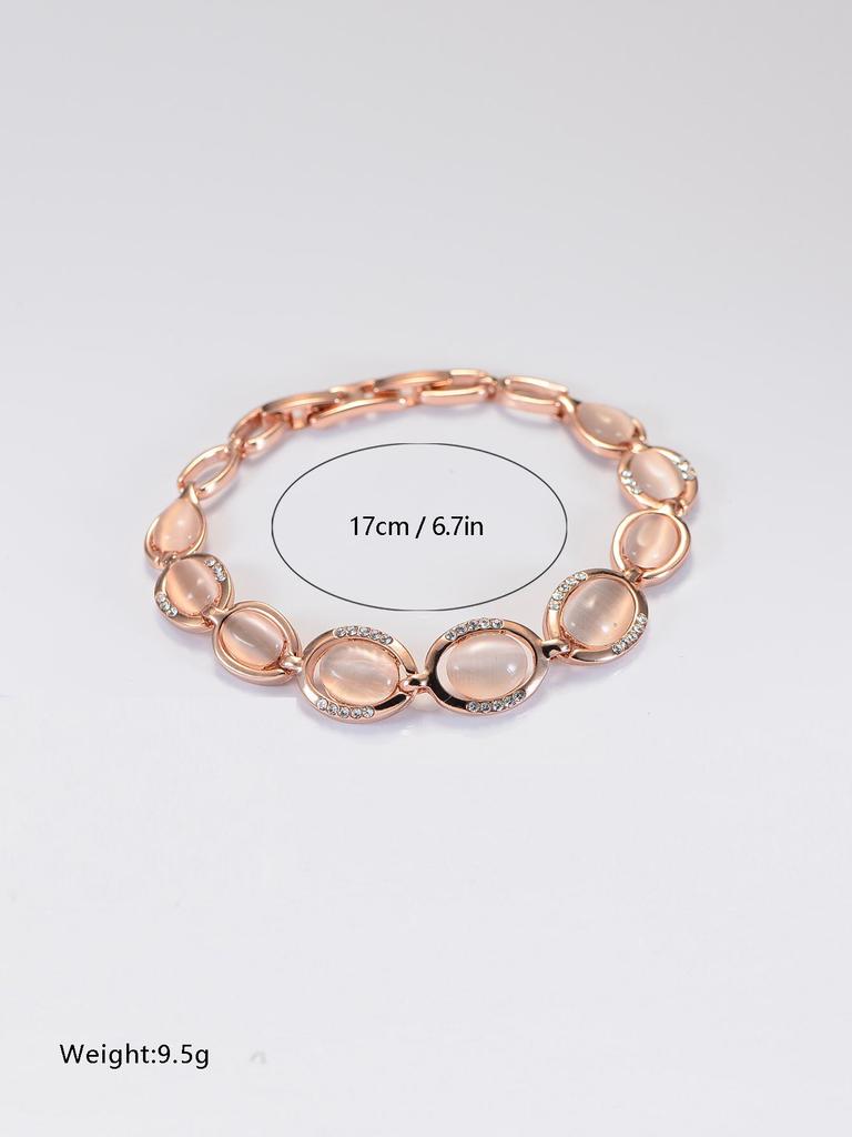 Женский браслет из розового золота 18 карат с камнем «кошачий глаз»