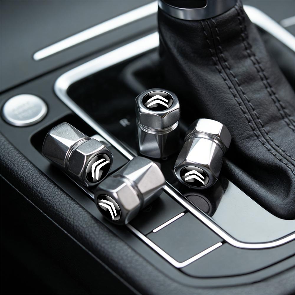 GEFR3 4Pcs Metal Alloy Wheel Tire Air Valve Dust Caps Rim Accessories for Citroen C4 Picasso Xsara C5 Aircross Cactus C1 C2 C3 C6 C8