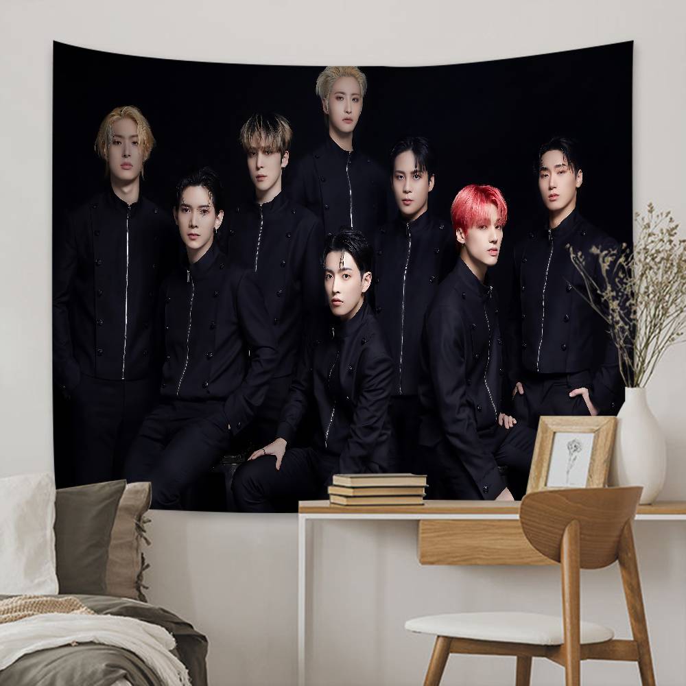 1pc Classic KPOP Hot Aateez Singer Hippie Wall Hanging Tapestries Art Science Fiction Room Home Decor Kawaii Room Decor