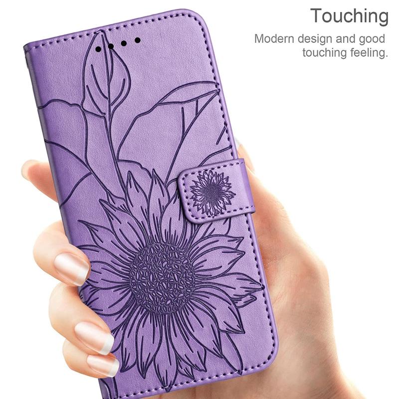 Чехол-книжка из искусственной кожи с тиснением подсолнуха для iPhone Google Motorola OPPO Vivo Nokia Чехол-кошелек с магнитным ремешком и подставкой